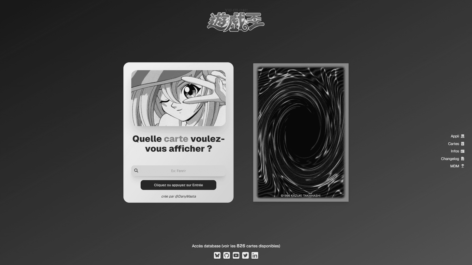 Aperçu du projet Application Yu-Gi-Oh!
